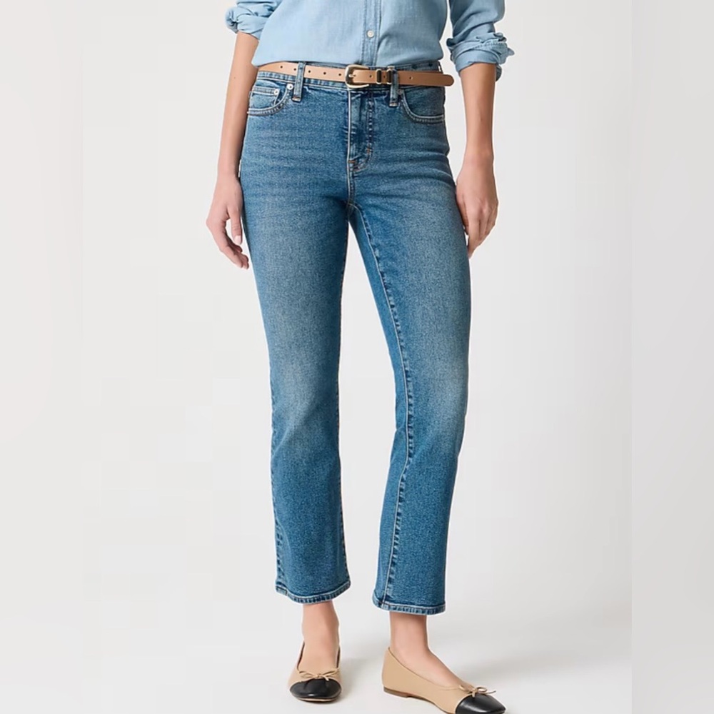 JCrew Mid-rise flare crop jean in all-day stretch